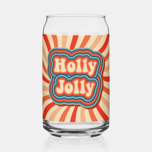 レトロクリスマスホリデーズホリーすてきタイポグラフィ ガラス缶 (正面)