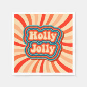 レトロクリスマスホリデーズホリーすてきタイポグラフィ スタンダードカクテルナプキン (正面)