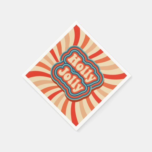 レトロクリスマスホリデーズホリーすてきタイポグラフィ スタンダードカクテルナプキン (角)