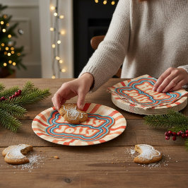 レトロクリスマスホリデーズホリーすてきタイポグラフィ ペーパープレート