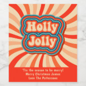 レトロクリスマスホリデーズホリーすてきタイポグラフィ ワインラベル (シングルラベル)