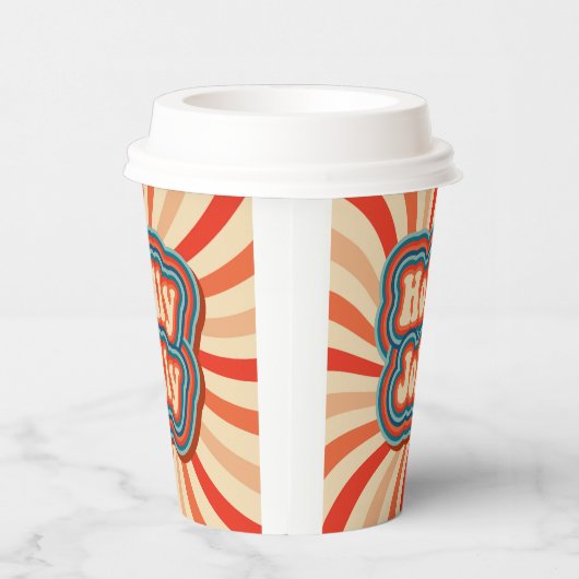 レトロクリスマスホリデーズホリーすてきタイポグラフィ 紙コップ (右)