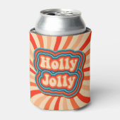 レトロクリスマスホリデーズホリーすてきタイポグラフィ 缶クーラー (缶正面)