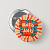 レトロクリスマスホリデーズホリーすてきタイポグラフィ 缶バッジ (正面&裏面)