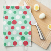 レトロクリスマスホリデードットキッチンタオルギフト キッチンタオル (四つ折り)