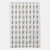 レトロクリスマスホリデーナツクラッカーオーナメント キッチンタオル (縦)