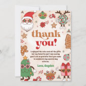 レトロクリスマスホリデーバースデーパーティー サンキューカード (正面)