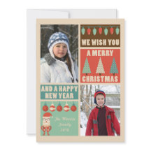 レトロクリスマスホリデーフォトカード