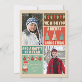 レトロクリスマスホリデーフォトカード シーズンカード