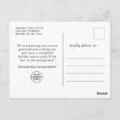 レトロクリスマスホリデー企業のグリーティングポストカー ポストカード (裏面)