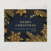 レトロクリスマスホリデー企業のグリーティングポストカー ポストカード (正面)