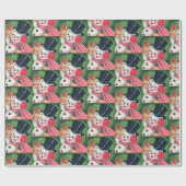 レトロクリスマスホリデー雪だるまパーティーラップ ラッピングペーパー (フラット)