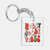 レトロクリスマスホリーすてきビベストレンディーホリデー キーホルダー (正面左)