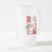 レトロクリスマスホリーすてきビベストレンディーホリデー フロストグラスビールジョッキ (正面右)