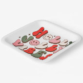 レトロクリスマスホリーすてきビベストレンディーホリデー ペーパープレート (傾斜あり)