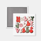 レトロクリスマスホリーすてきビベストレンディーホリデー マグネット (正面/裏面)