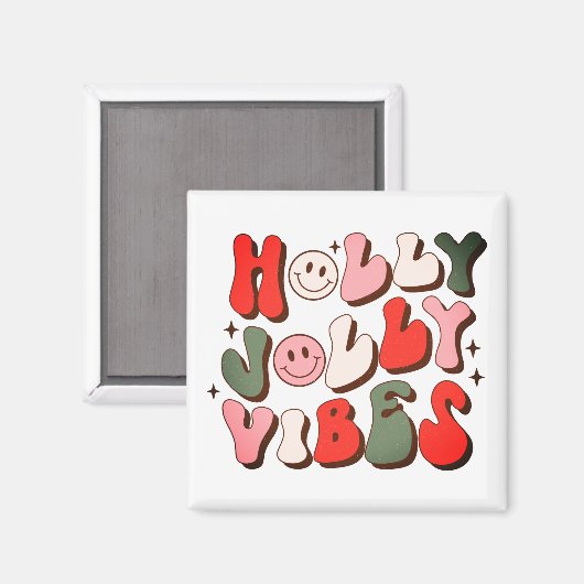 レトロクリスマスホリーすてきビベストレンディーホリデー マグネット (正面/裏面)