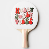 レトロクリスマスホリーすてきビベストレンディーホリデー 卓球ラケット (裏面)
