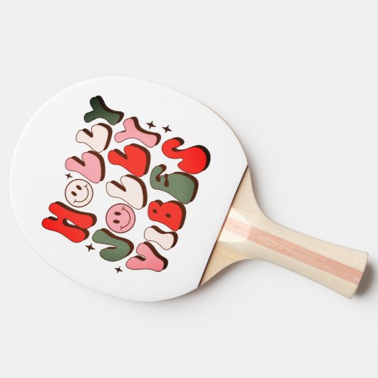 レトロクリスマスホリーすてきビベストレンディーホリデー 卓球ラケット (横)