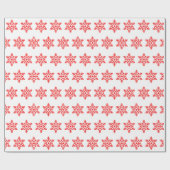 レトロクリスマスホワイトとレッドスノーフレークヴィンテージ ラッピングペーパー (フラット)