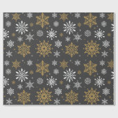 レトロクリスマスホワイトと金ゴールドスノーフレークヴィンテージ ラッピングペーパー (フラット)
