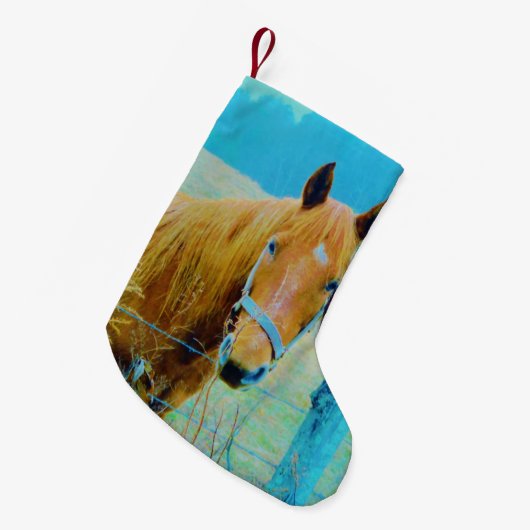 レトロクリスマスホース スモールクリスマスストッキング (正面 (吊り時))