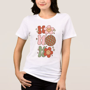 レトロクリスマスホーホーホーホハッピーボールとディスコボール トライブレンドTシャツ