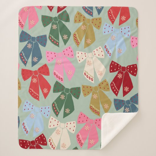 レトロクリスマスボウズコケット シェルパブランケット (正面)