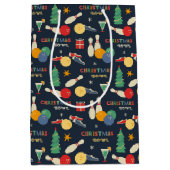 レトロクリスマスボーリングパターン ミディアムペーパーバッグ (正面)