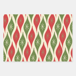 レトロクリスマスミックスアンドマッチパターン ラッピングペーパーシート