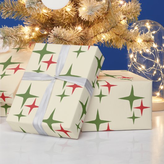 レトロクリスマスミッドセンチュリー原子モダン星 ラッピングペーパー (クリスマス)