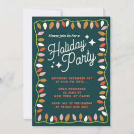 レトロクリスマスライツホリデーパーティー招待状 招待状