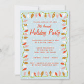 レトロクリスマスライツホリデーパーティー招待状 招待状 (正面)
