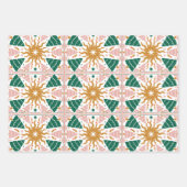 レトロクリスマスライトツリーオーナメントホリデイ ラッピングペーパーシート (正面2)