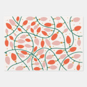 レトロクリスマスライトツリーオーナメントホリデイ ラッピングペーパーシート (正面)