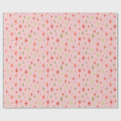 レトロクリスマスラッピング紙1950sスターオンピンク ラッピングペーパー (フラット)