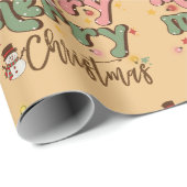 レトロクリスマスラッピング紙 ラッピングペーパー (ロールコーナー)