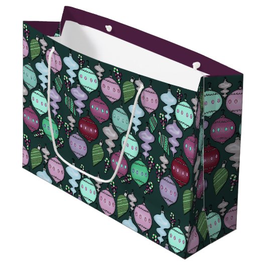 レトロクリスマスリロードクール – パステルズオンパイン ラージペーパーバッグ (正面アングル)