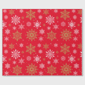 レトロクリスマスレッドとゴル雪フレークヴィンテージ ラッピングペーパー (フラット)