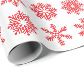 レトロクリスマスレッドスノーフレークヴィンテージ ラッピングペーパー (ロールコーナー)