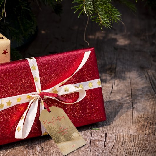 レトロクリスマスレッドタイポグラフィギフトラベル ギフトタグ