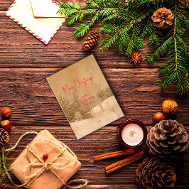 レトロクリスマスレッドタイポグラフィ ポストカード