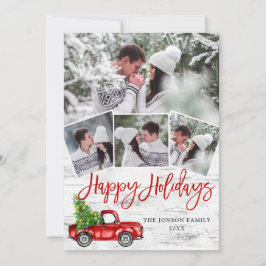 レトロクリスマスレッドトラック素朴樺の木バーク写真 シーズンカード