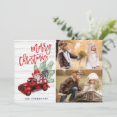 レトロクリスマスレッドトラック素朴2 PHOTO Greeting シーズンカード (スタンド正面)
