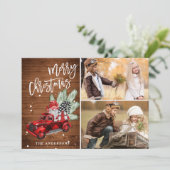 レトロクリスマスレッドトラック素朴2 PHOTO Greeting シーズンカード (スタンド正面)