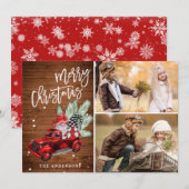 レトロクリスマスレッドトラック素朴2 PHOTO Greeting シーズンカード (正面/裏面)