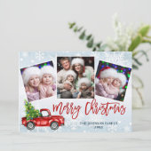 レトロクリスマスレッドトラック素朴3 PHOTO Greeting シーズンカード (スタンド正面)