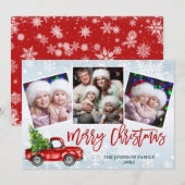 レトロクリスマスレッドトラック素朴3 PHOTO Greeting シーズンカード (正面/裏面)