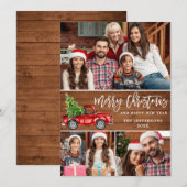 レトロクリスマスレッドトラック素朴3 PHOTO Greeting シーズンカード (正面/裏面)