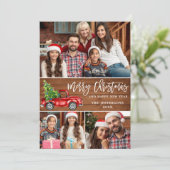 レトロクリスマスレッドトラック素朴3 PHOTO Greeting シーズンカード (スタンド正面)